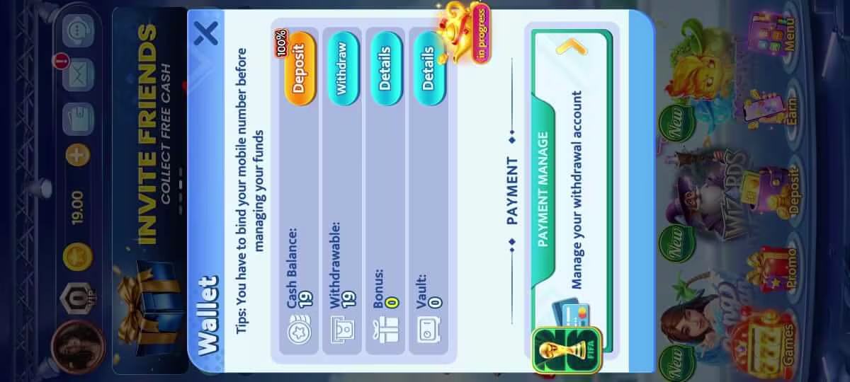 Diwa Game withdrawal screen